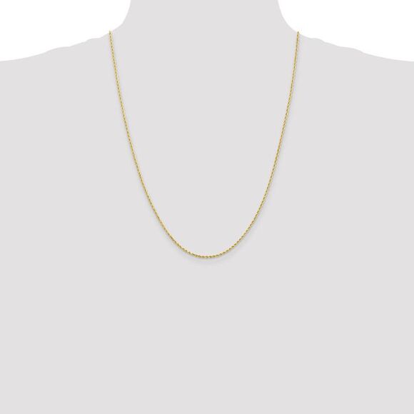 1.75mm 10k Yellow Gold Diamond Cut Solid Rope Chain Necklace, 24 Inch - Picture 2 of 8
